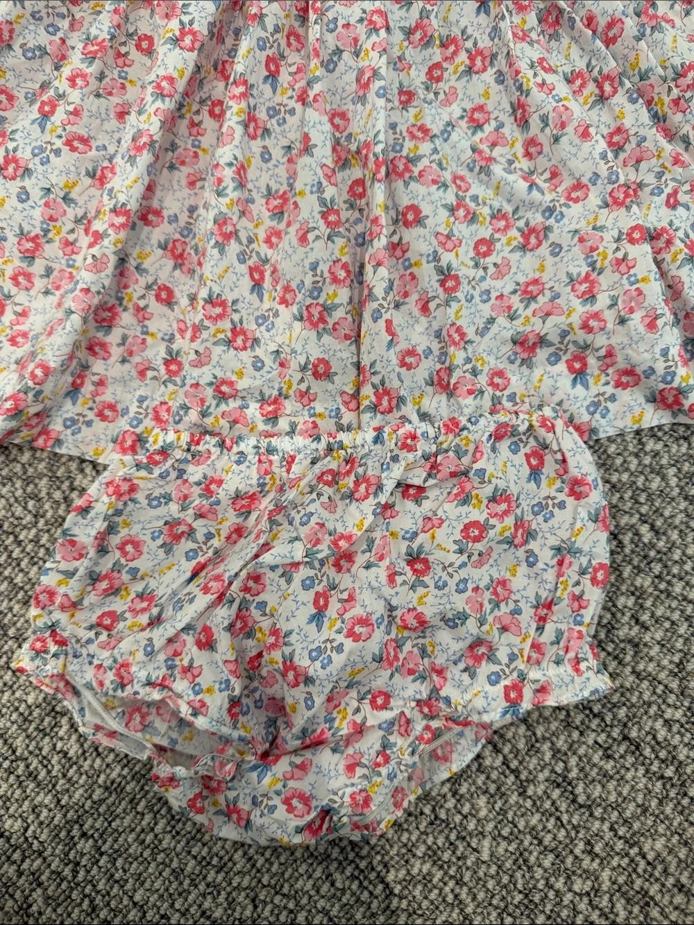 Smocked Floral Peter Pan Collar Dress for Girls in Pink and Blue